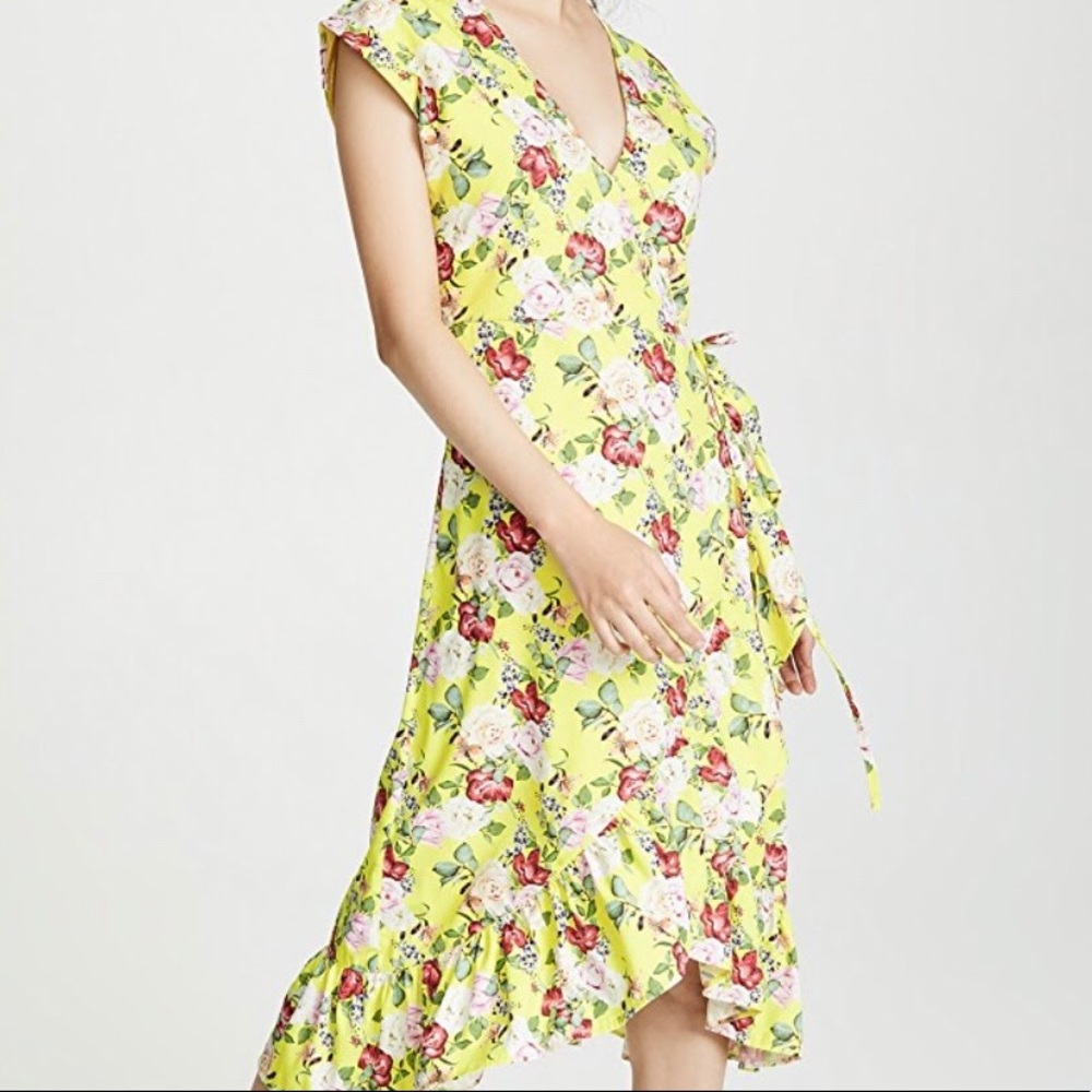 Valencia and Vine NWT Lana yellow floral wrap ruffle dress 🌸☀️